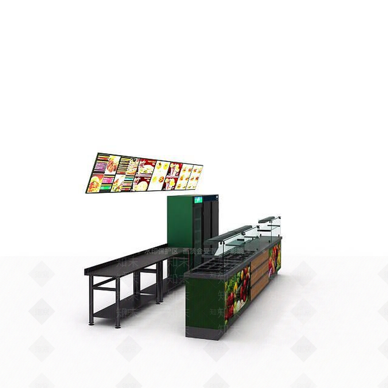 现代快餐店柜台3D模型下载【ID:1198081783】