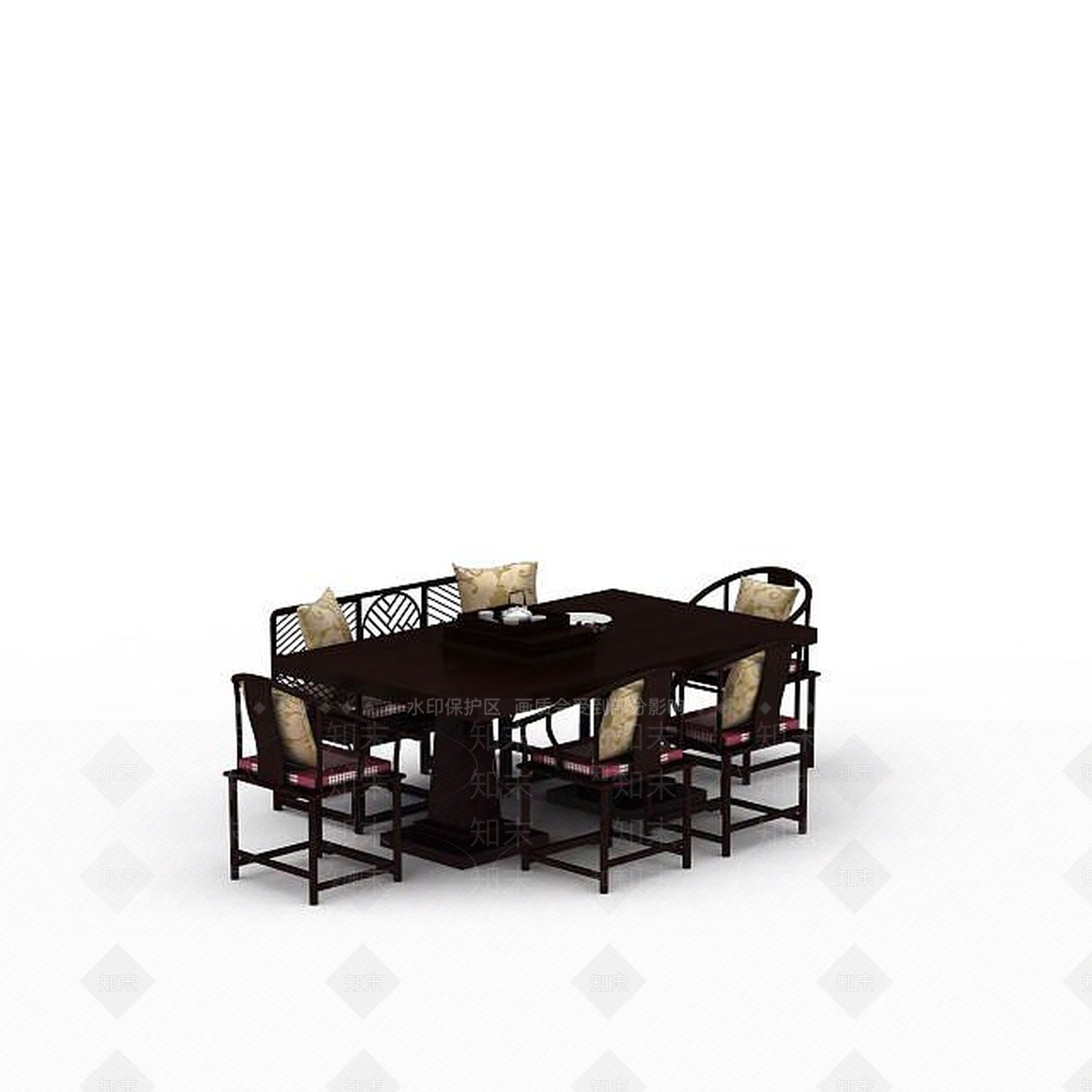 中式餐桌组合3D模型下载【ID:1198081973】