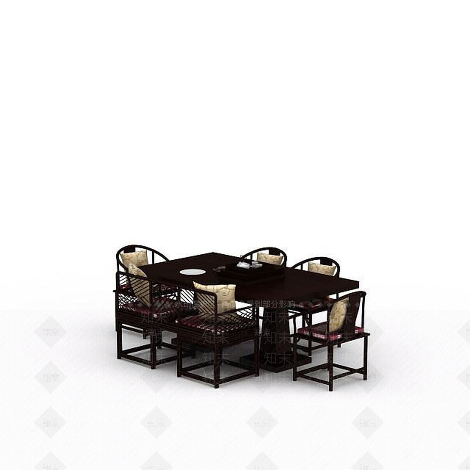 中式餐桌组合3D模型下载【ID:1198081973】