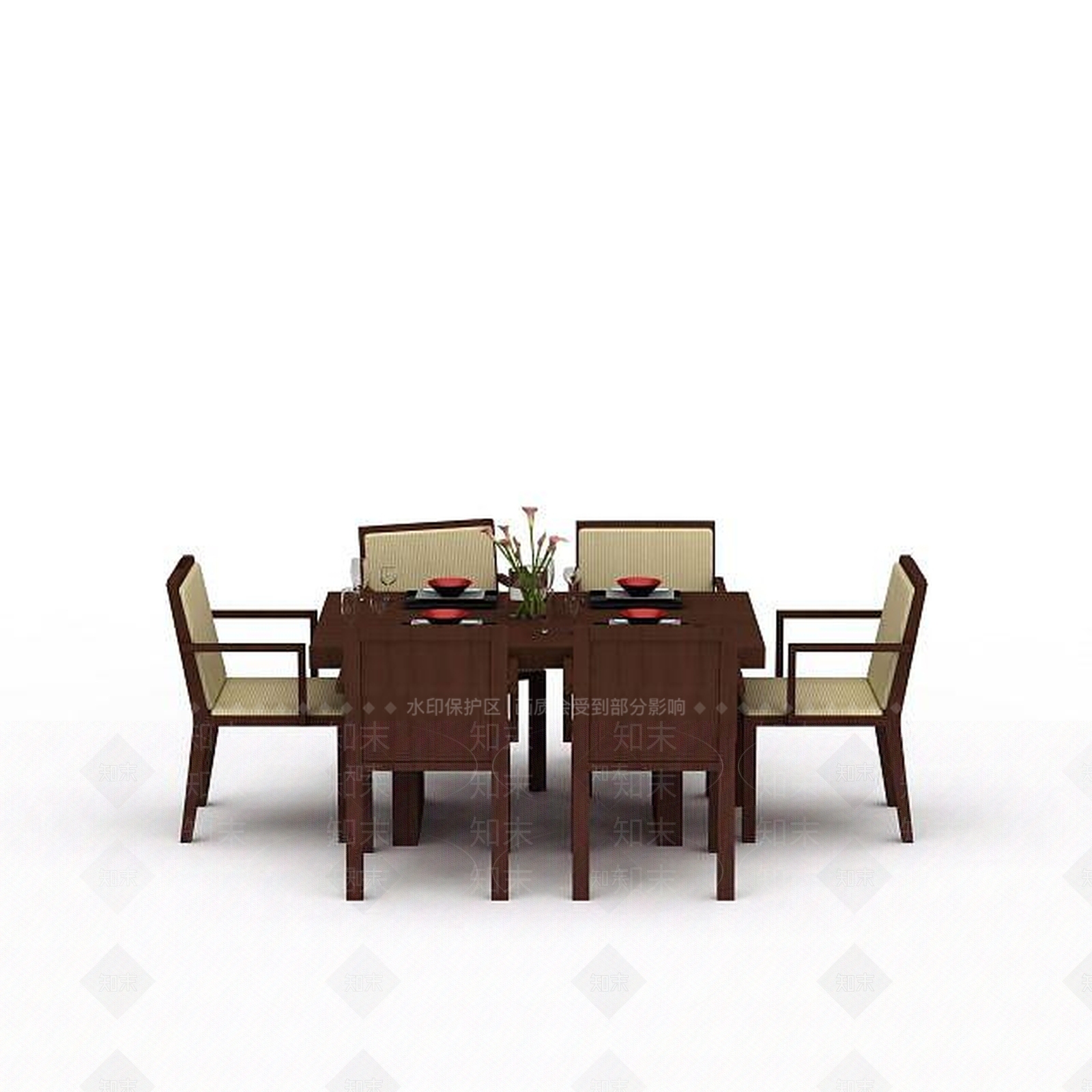 中式餐桌组合3D模型下载【ID:1198082031】