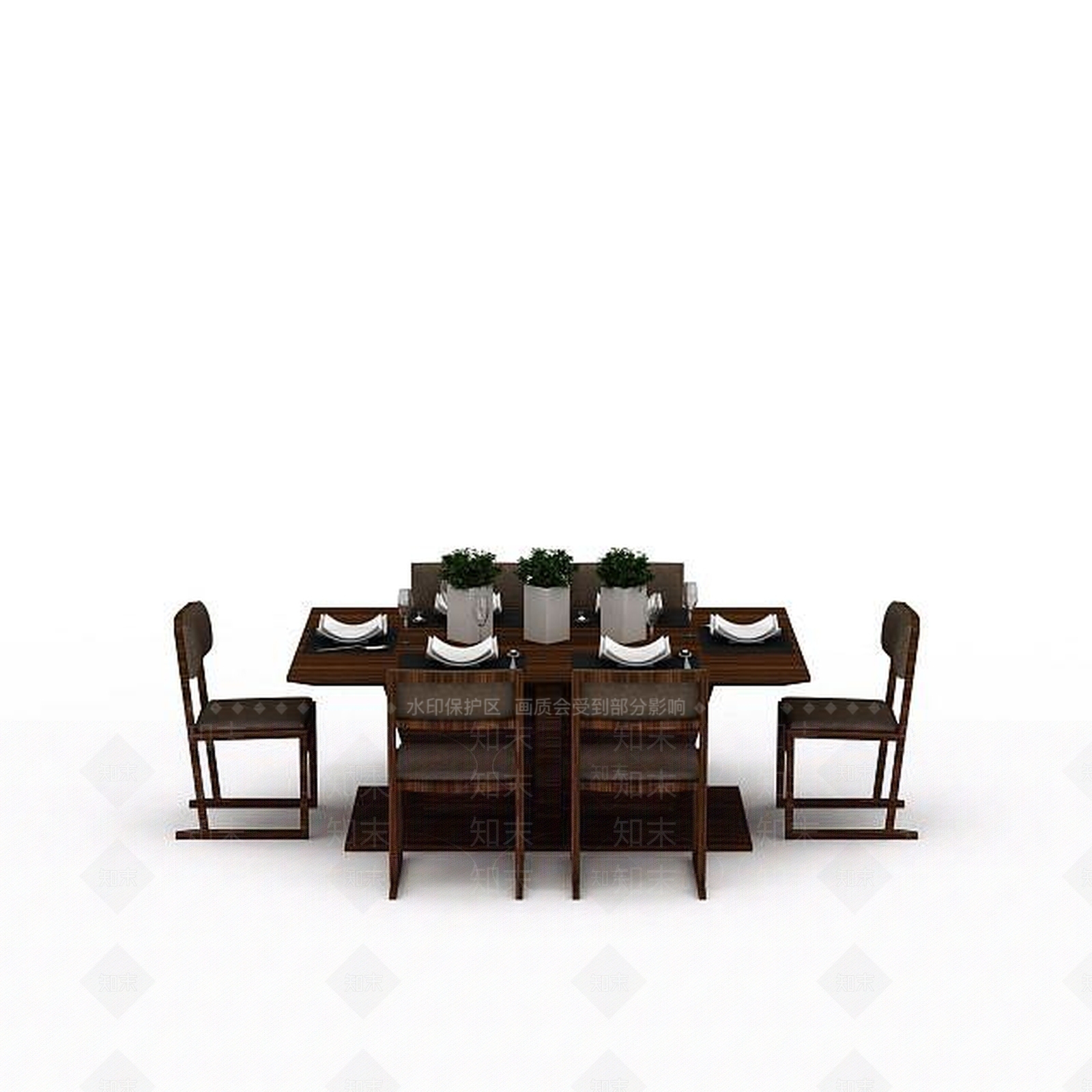 新中式餐桌组合3D模型下载【ID:1198082093】