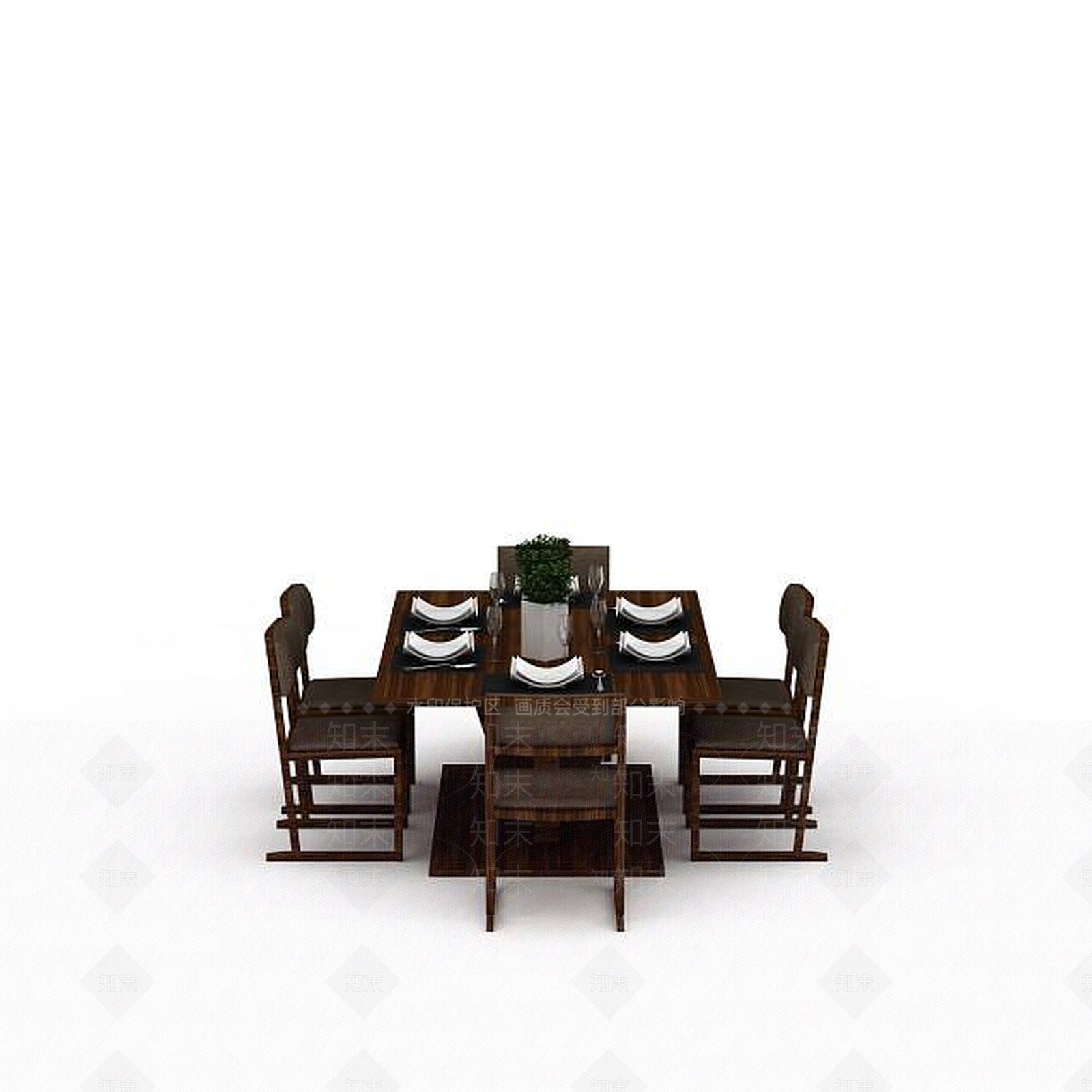 新中式餐桌组合3D模型下载【ID:1198082093】