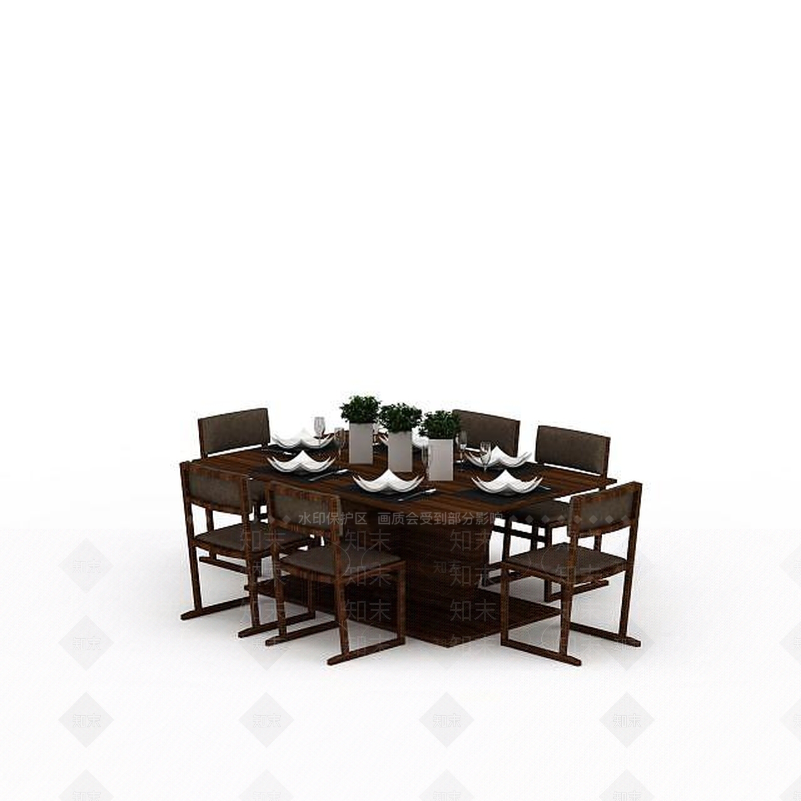 新中式餐桌组合3D模型下载【ID:1198082093】