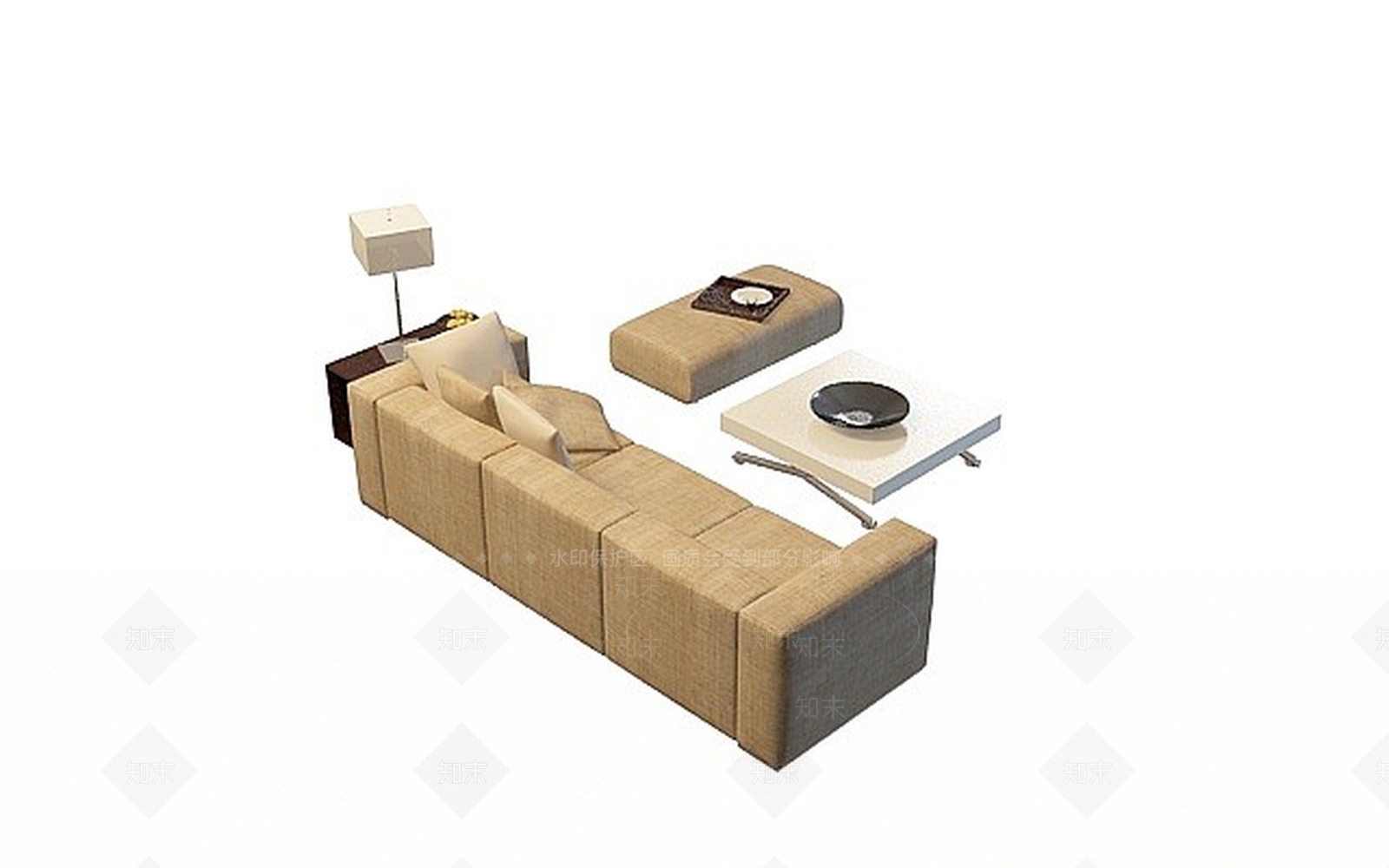 现代办公室沙发茶几3D模型下载【ID:1198082056】