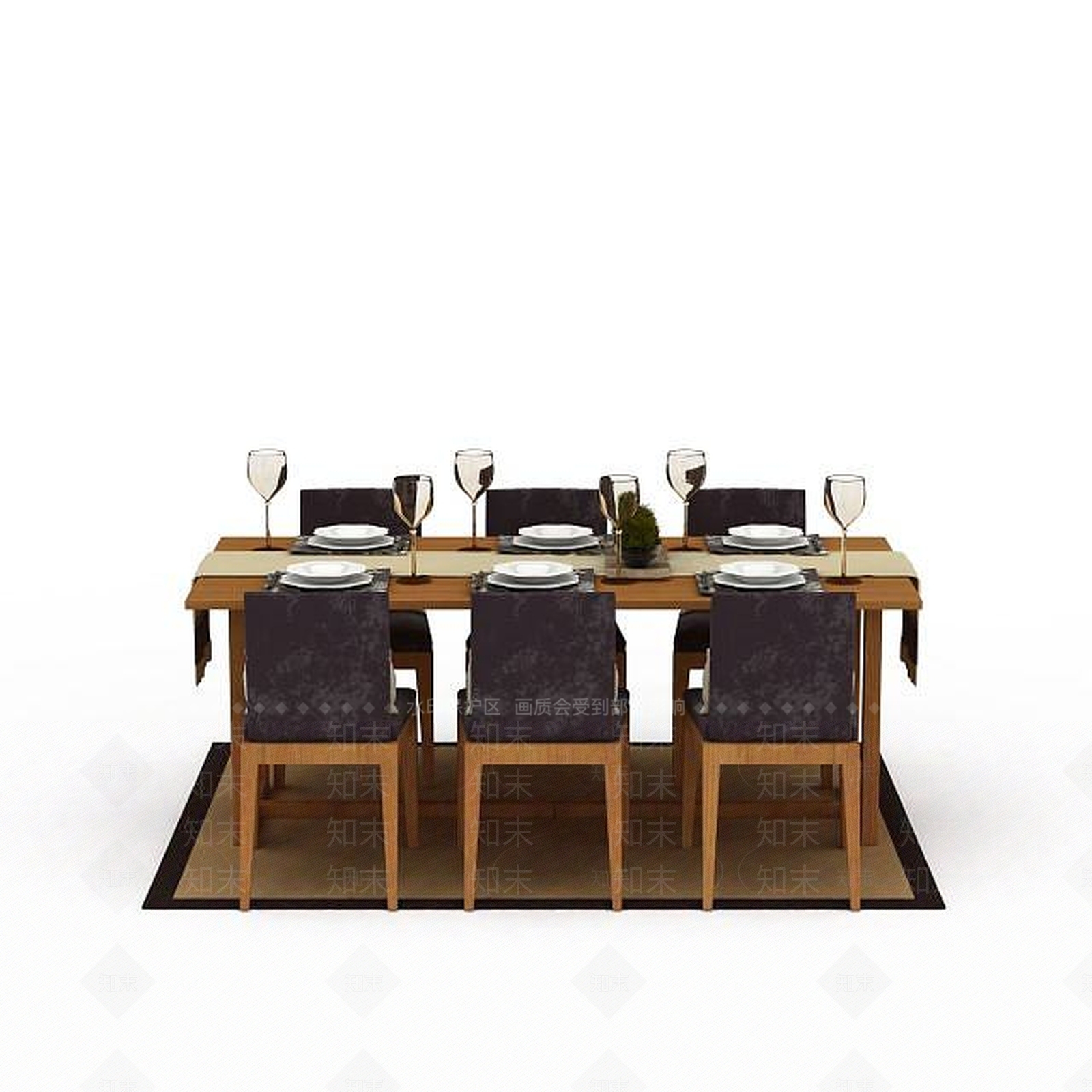 中式餐桌组合3D模型下载【ID:1198082057】