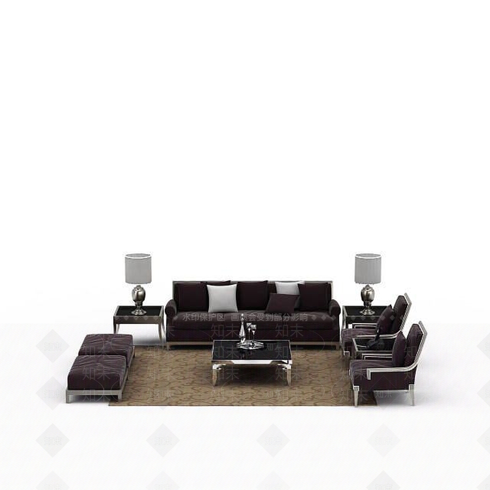 现代沙发组合3D模型下载【ID:1198092448】