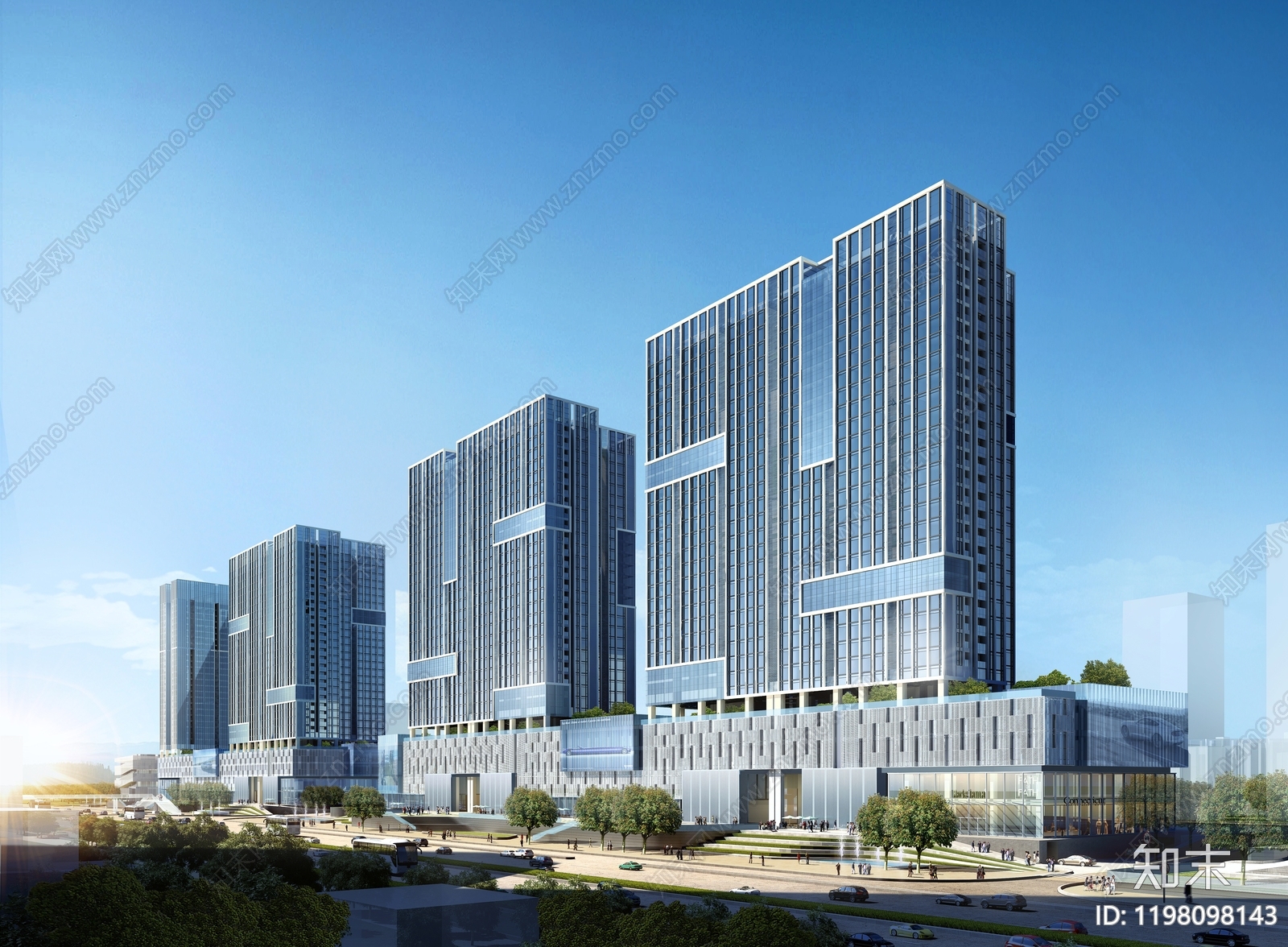 现代办公楼建筑施工图下载【ID:1198098143】