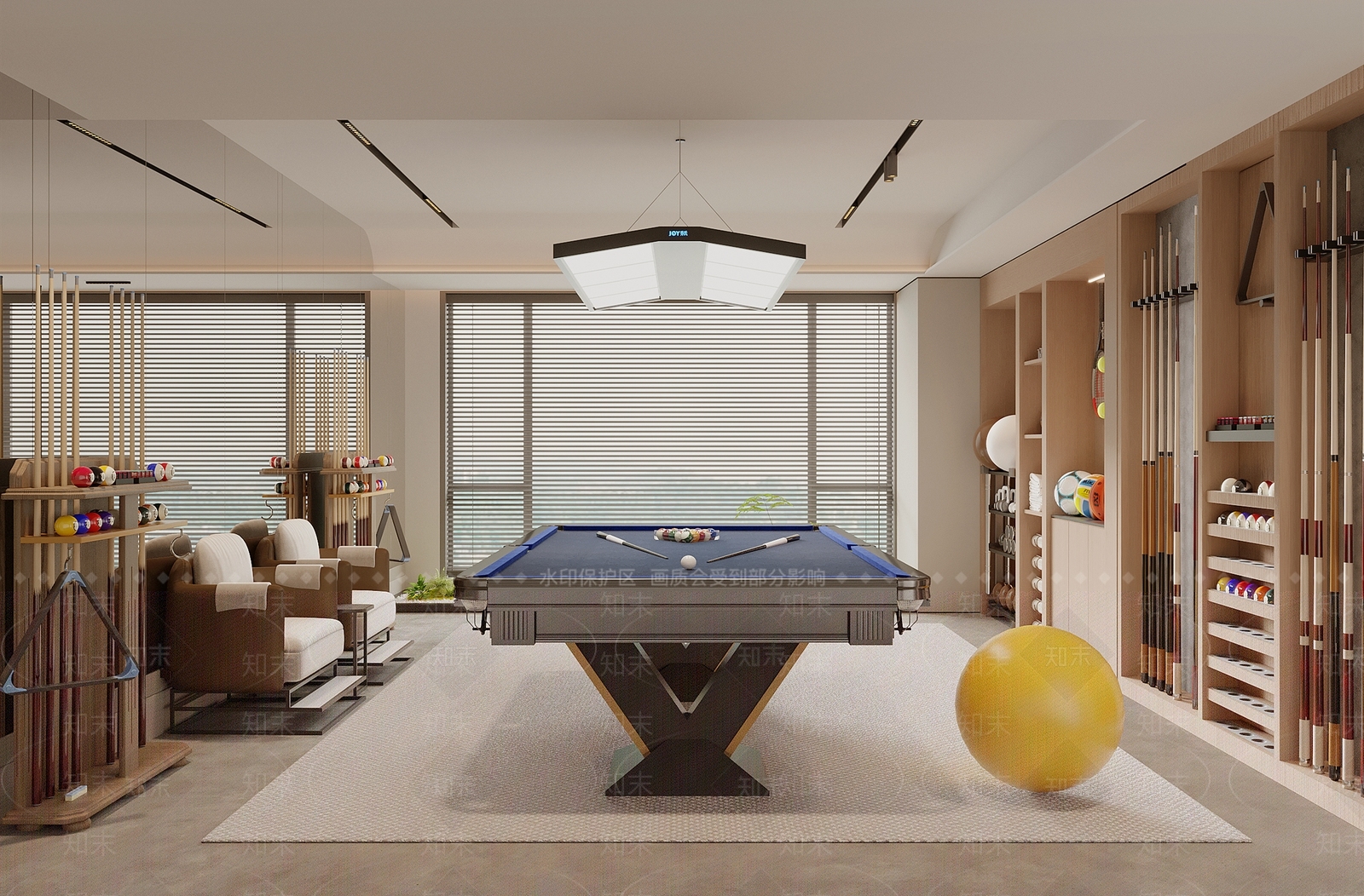 现代台球室3D模型下载【ID:1198102125】