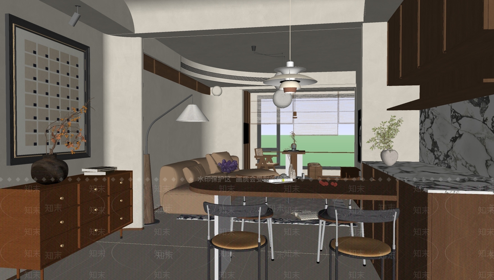 法式中古客餐厅SU模型下载【ID:1198102363】