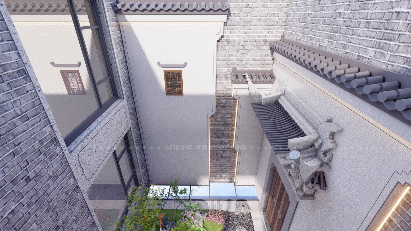 新中式中式别墅庭院SU模型下载【ID:1198105890】
