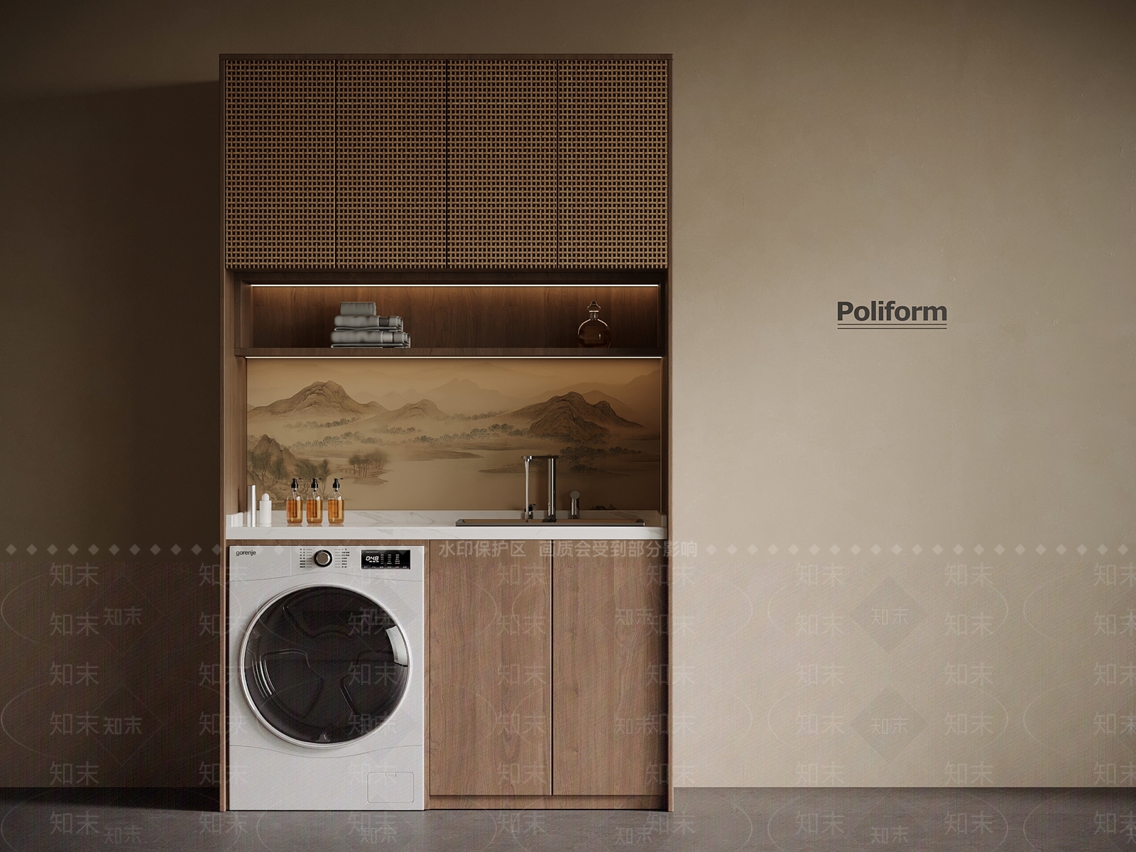 新中式洗衣机柜3D模型下载【ID:1198106137】