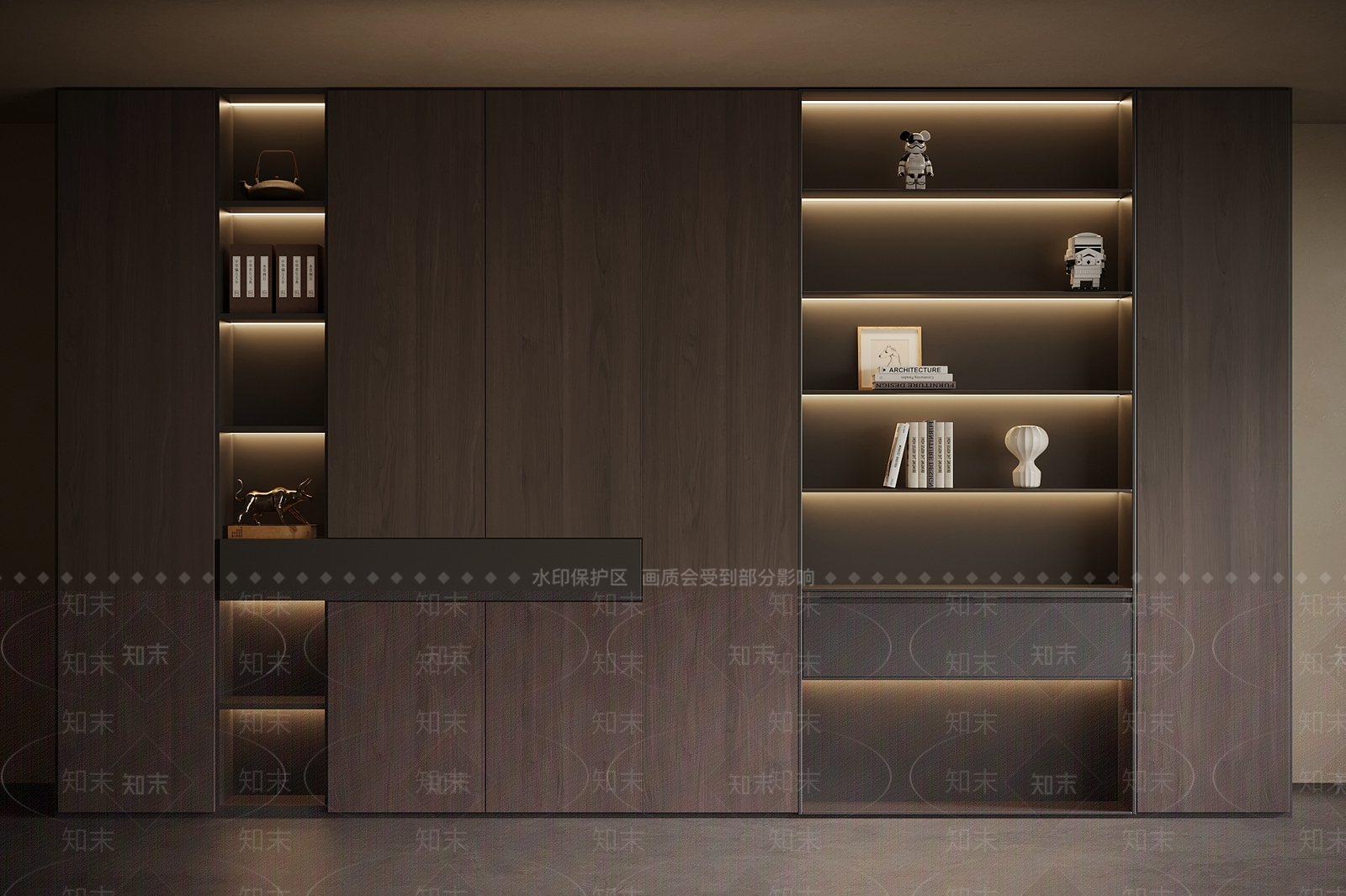 现代意式书柜3D模型下载【ID:1198111181】