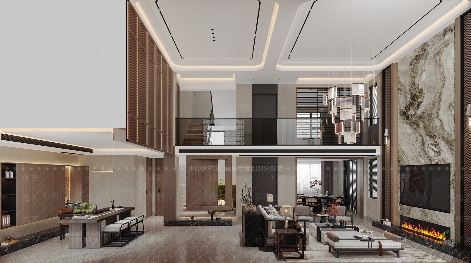 新中式别墅客厅3D模型下载【ID:1198112700】