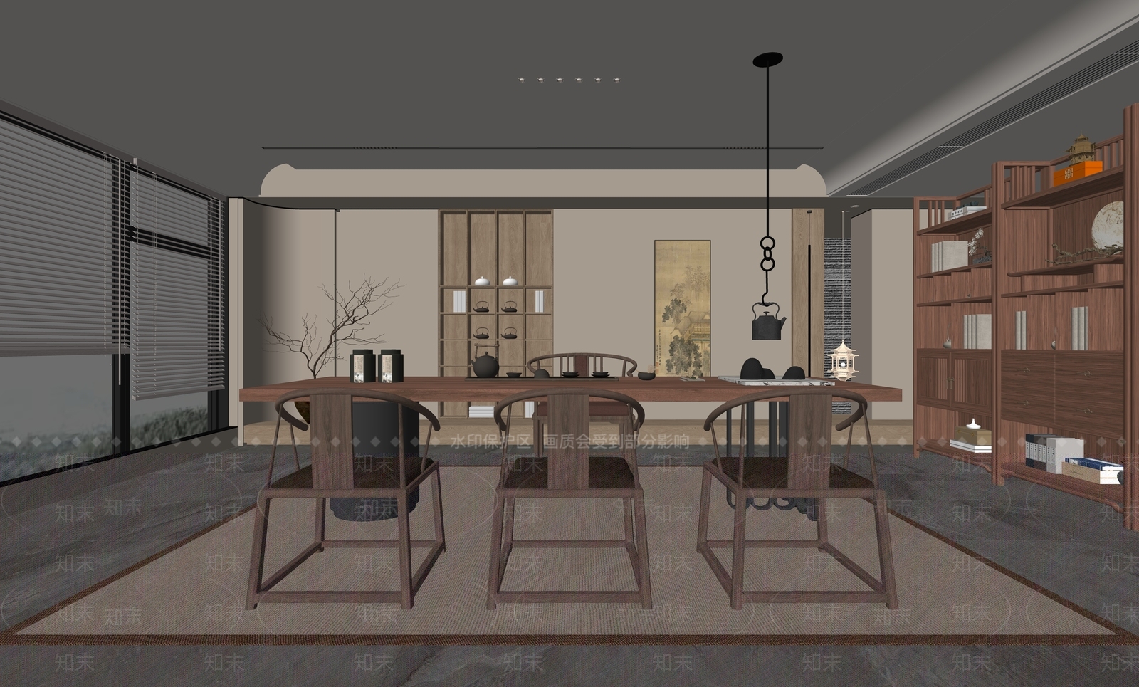 中式茶室SU模型下载【ID:1198113473】