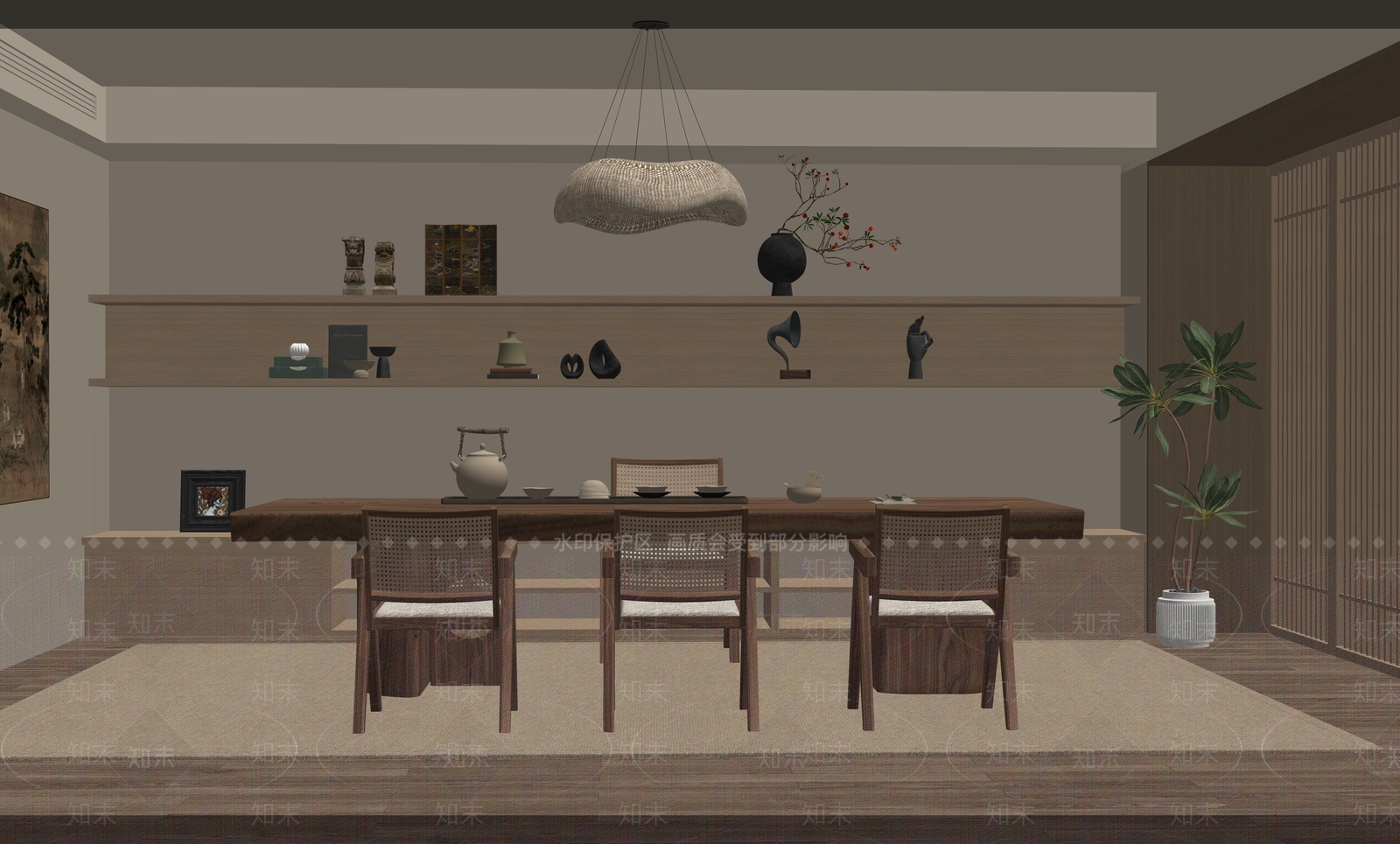 中式茶室SU模型下载【ID:1198114641】