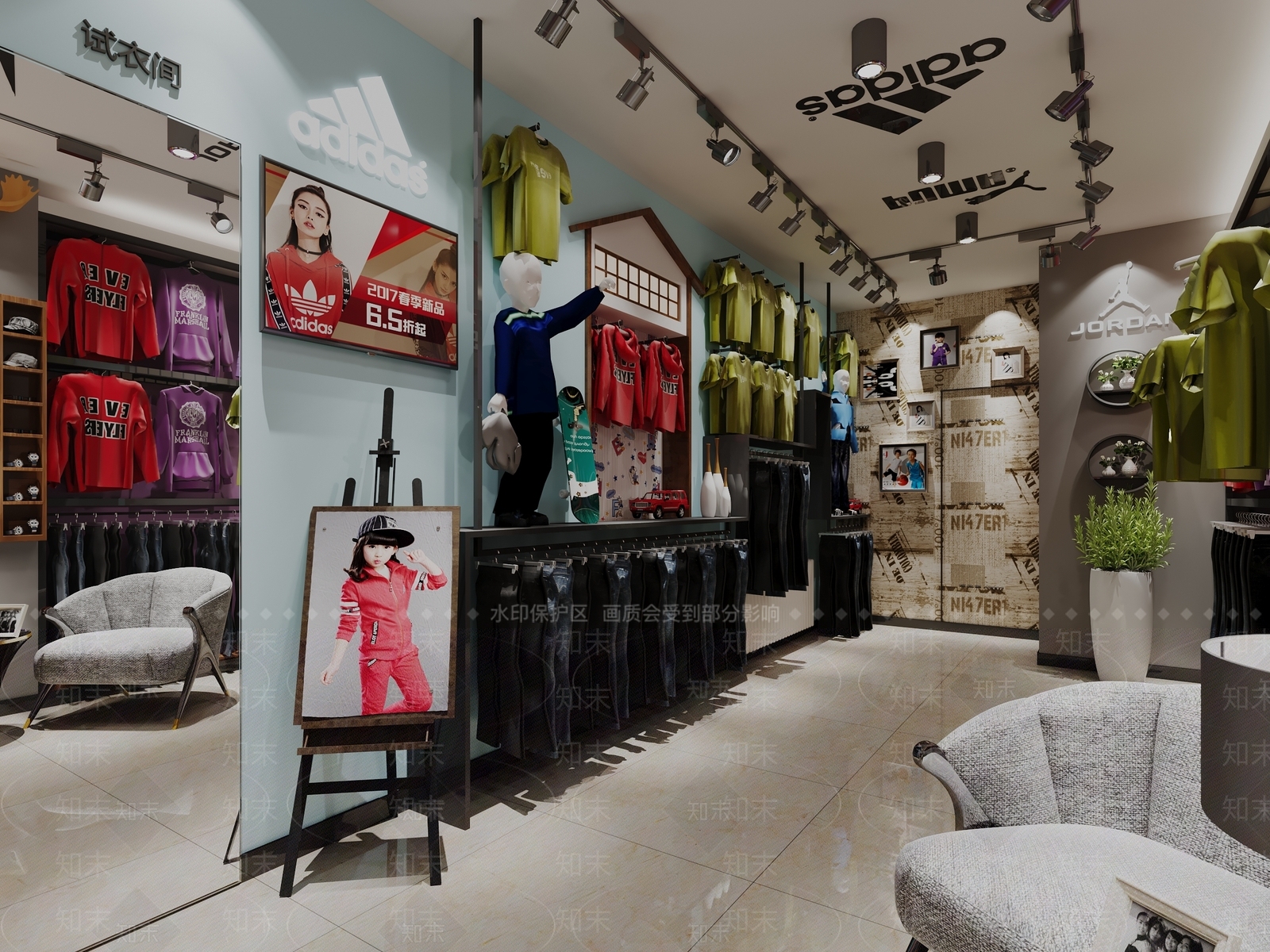 现代简约服装店3D模型下载【ID:1198116369】
