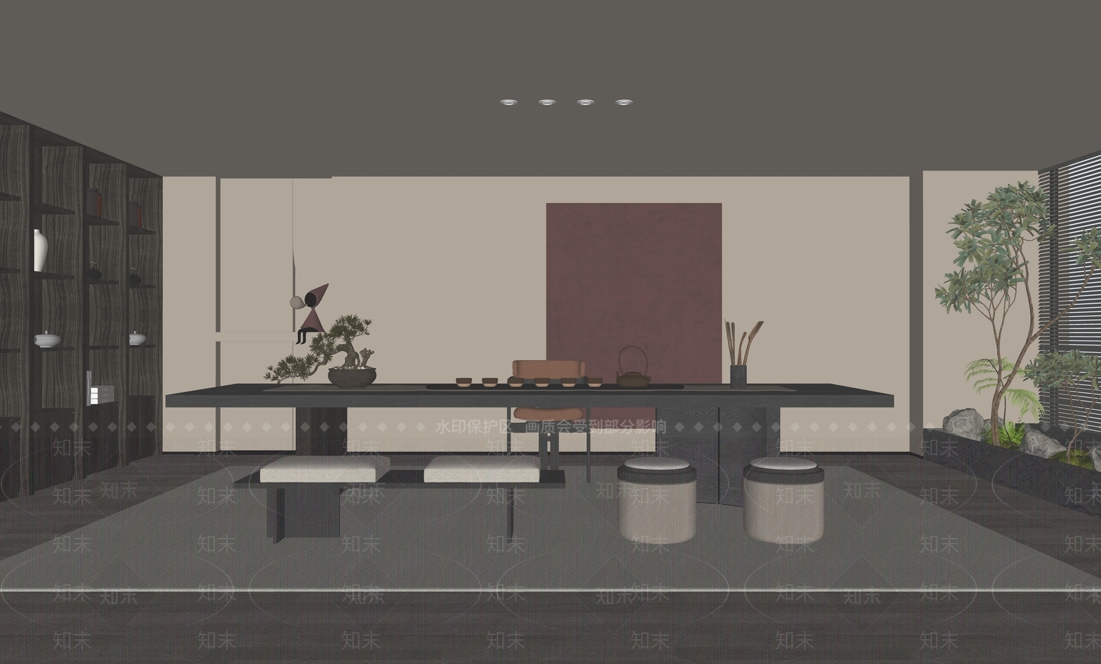 中式茶室SU模型下载【ID:1198116877】