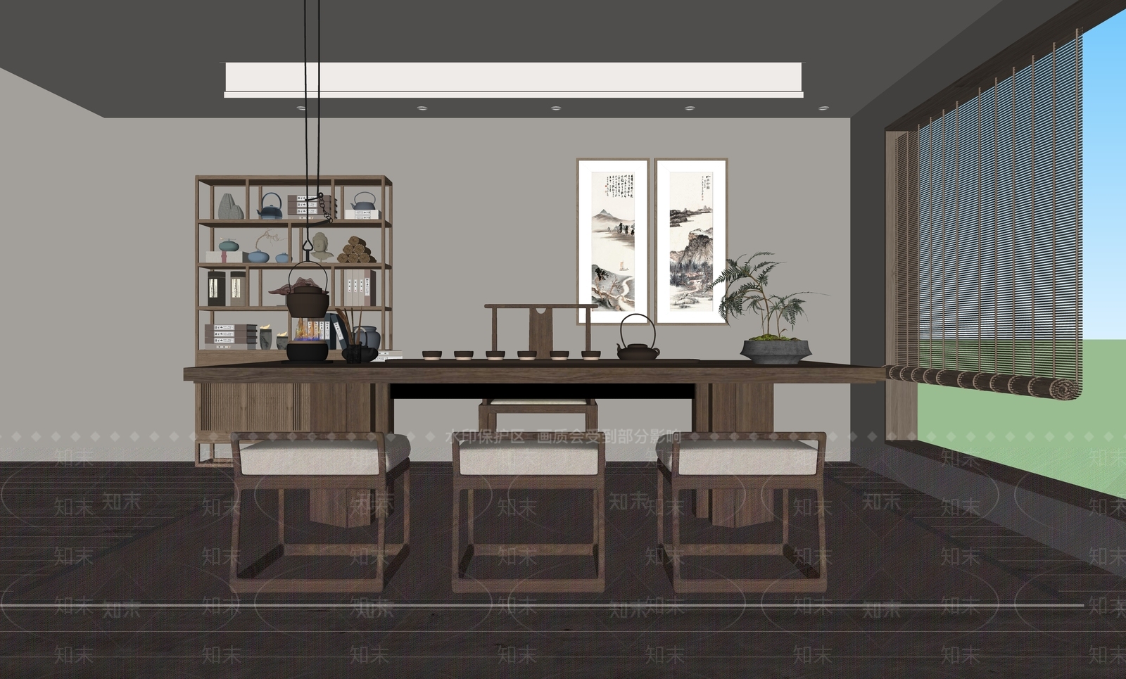 中式茶室SU模型下载【ID:1198120825】
