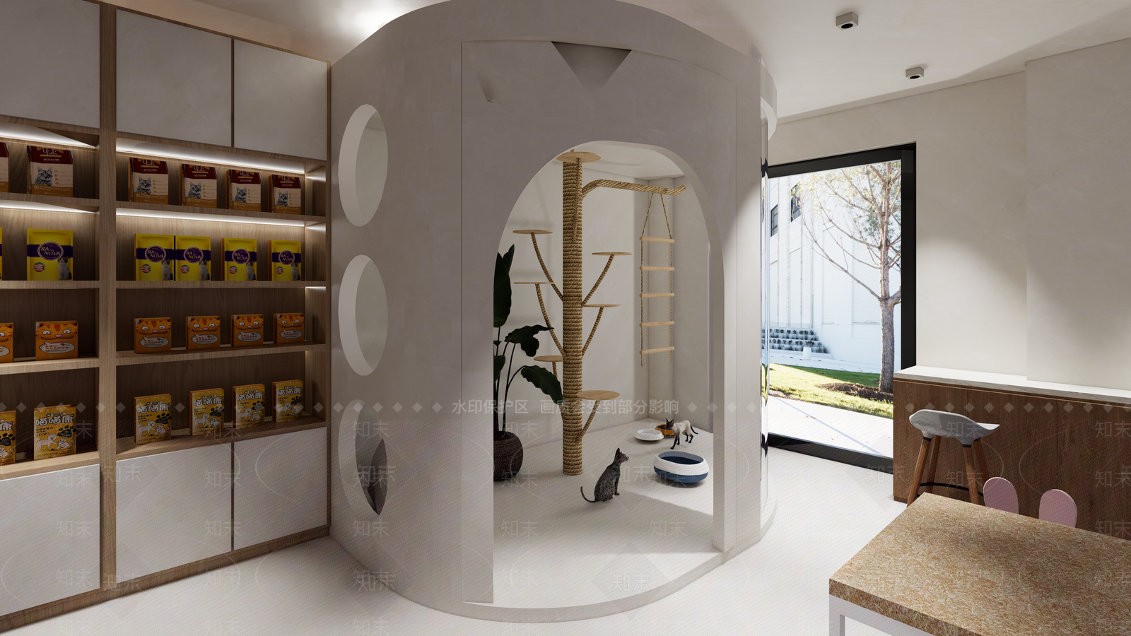 现代奶油宠物店SU模型下载【ID:1198121179】
