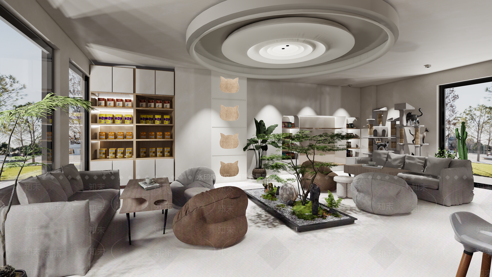现代奶油宠物店SU模型下载【ID:1198121179】