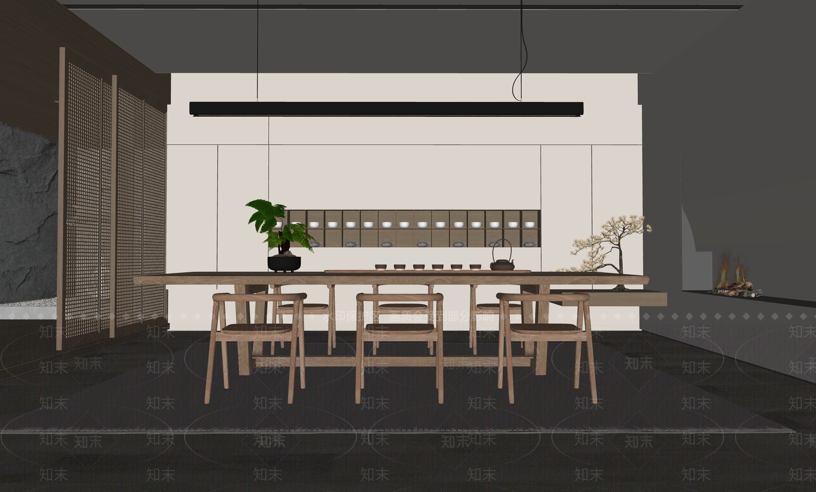 中式茶室SU模型下载【ID:1198121559】