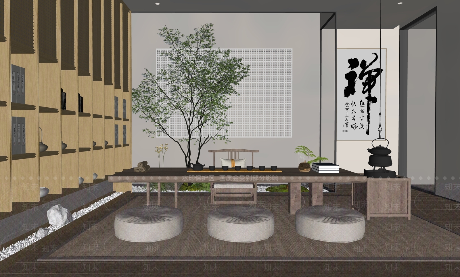 中式茶室SU模型下载【ID:1198122869】