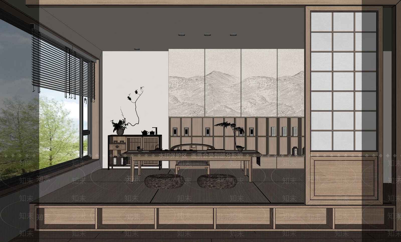 中式茶室SU模型下载【ID:1198125757】
