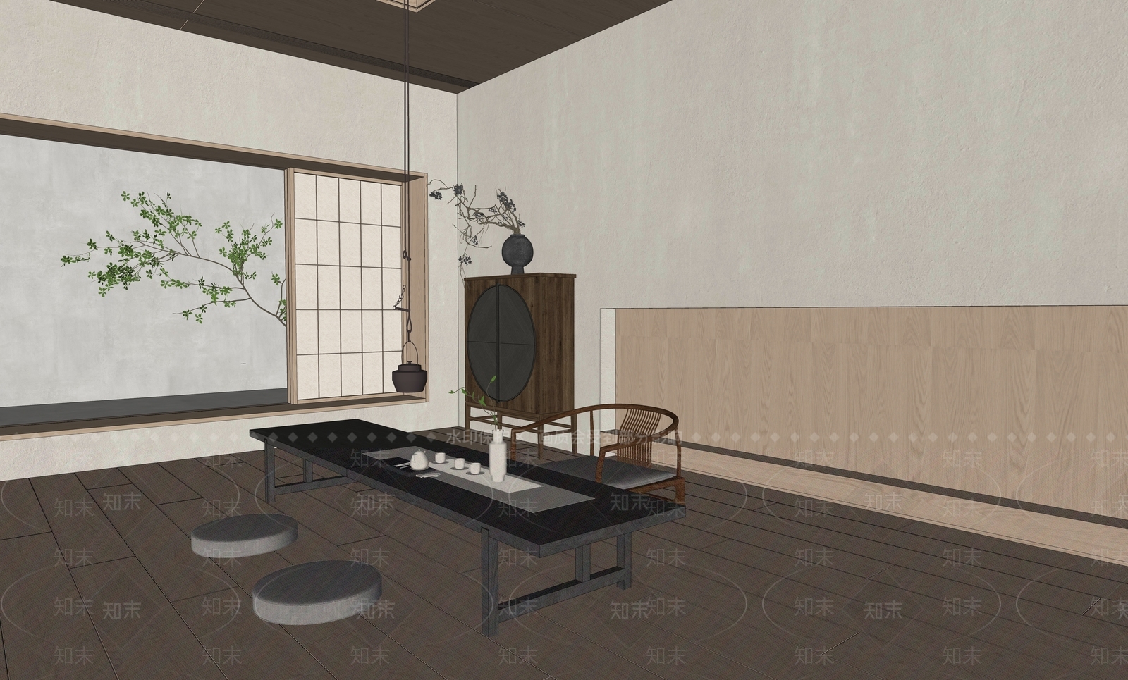 中式茶室SU模型下载【ID:1198126480】