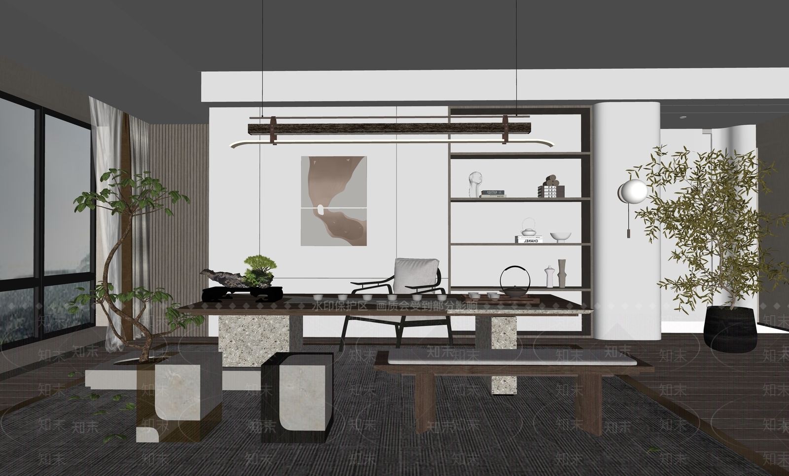 中式茶室SU模型下载【ID:1198126477】