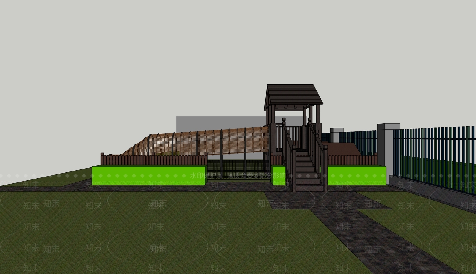 现代原木教育校园景观SU模型下载【ID:1198127446】