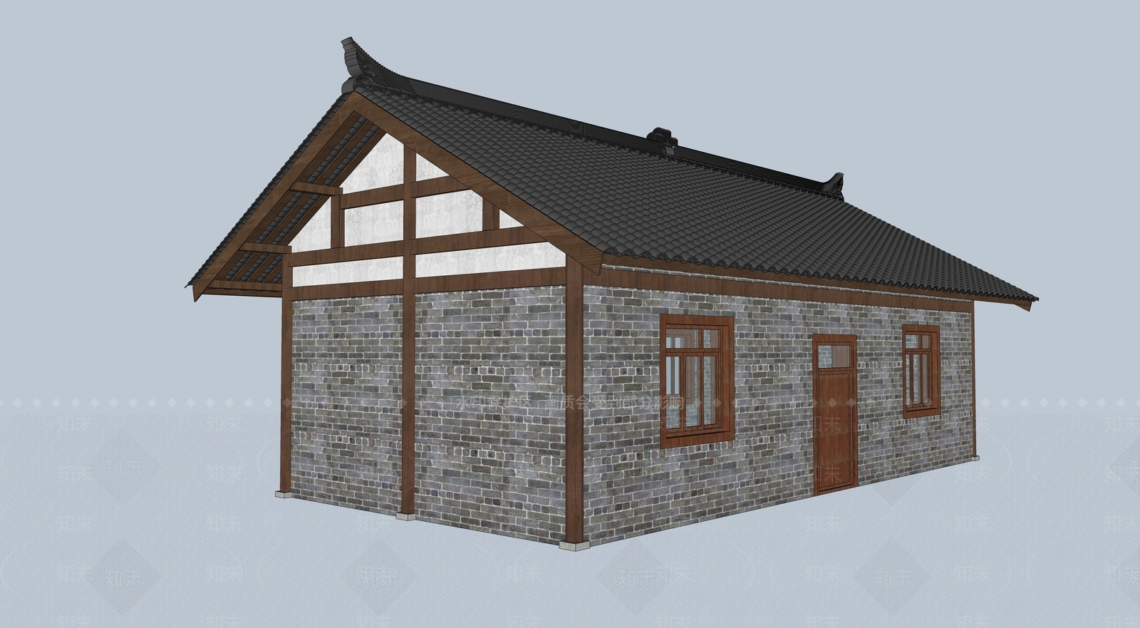 新中式川西民居SU模型下载【ID:1198127612】