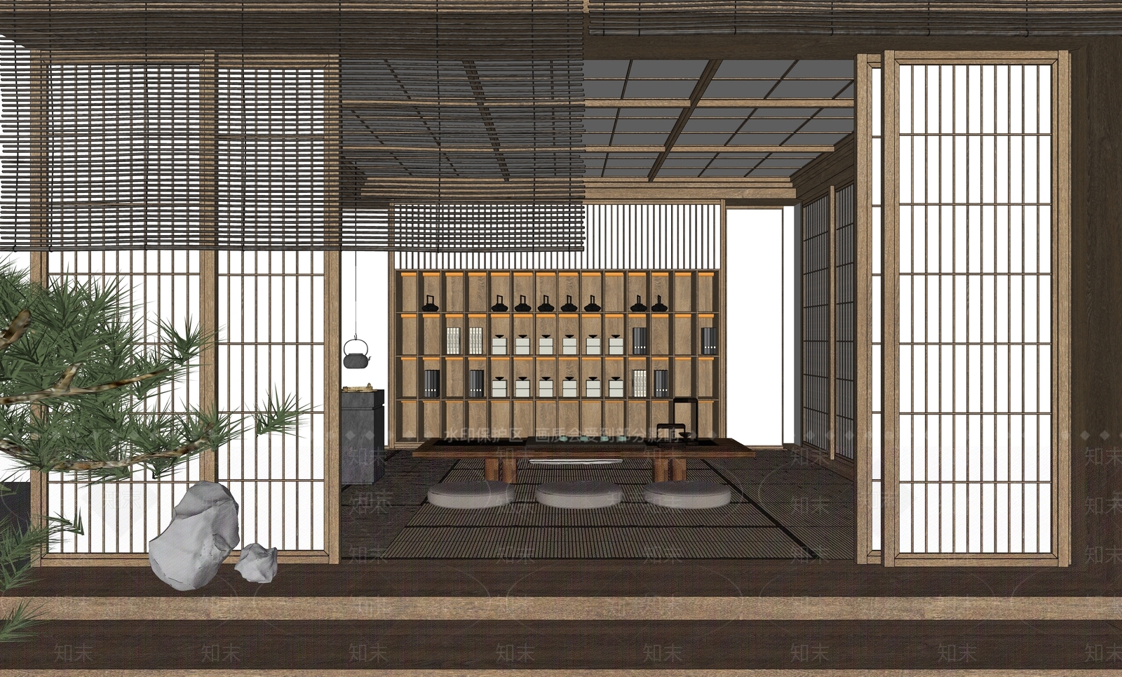 中式茶室SU模型下载【ID:1198129330】