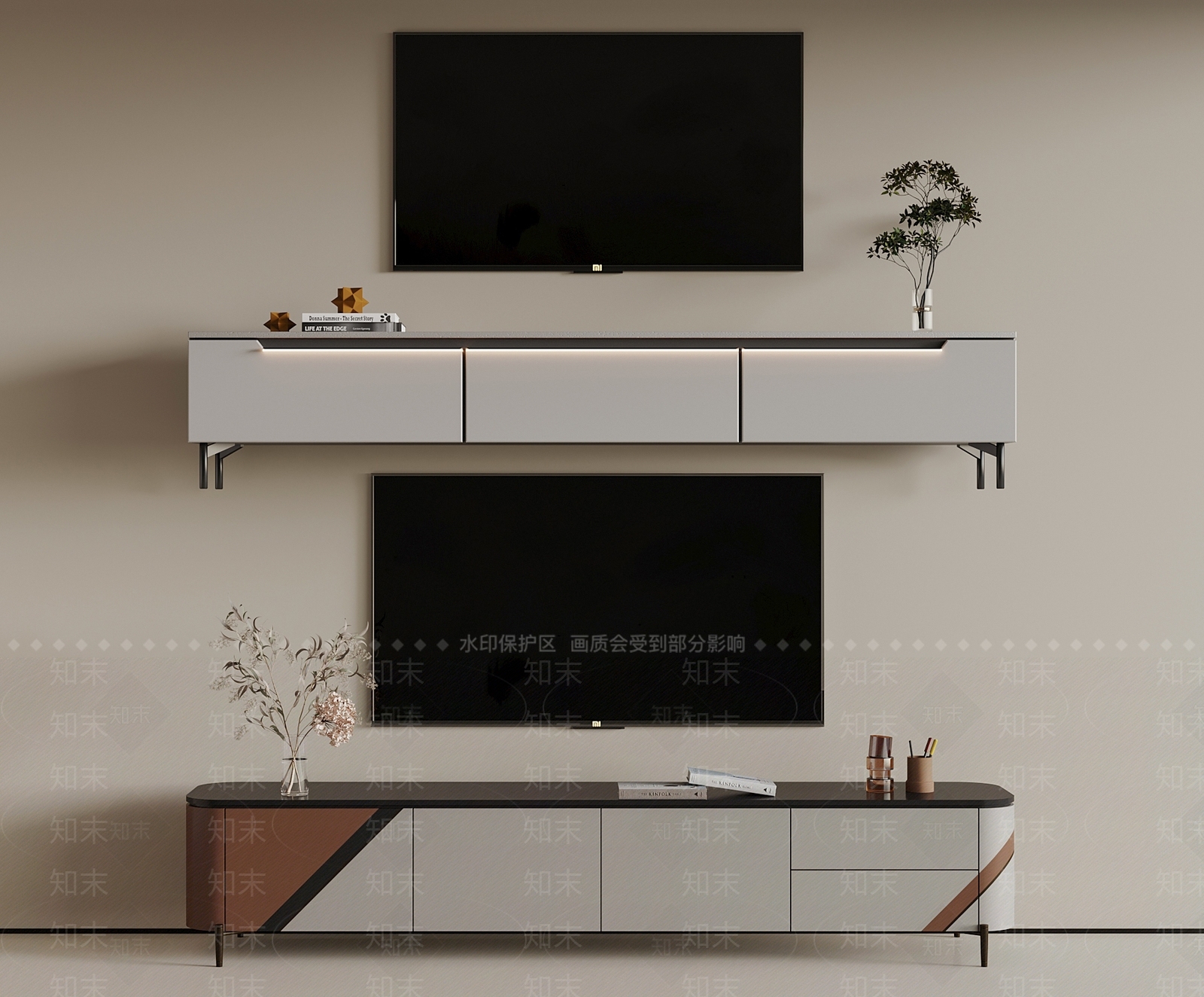 现代轻奢电视柜SU模型下载【ID:1198132068】