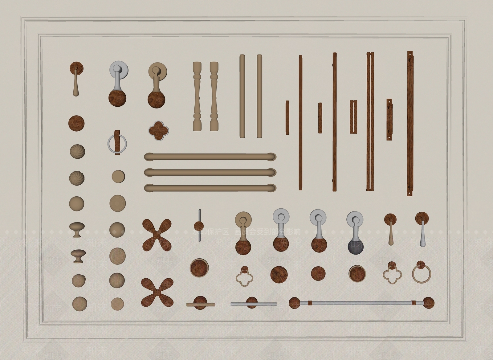 法式中古拉手SU模型下载【ID:1198139497】