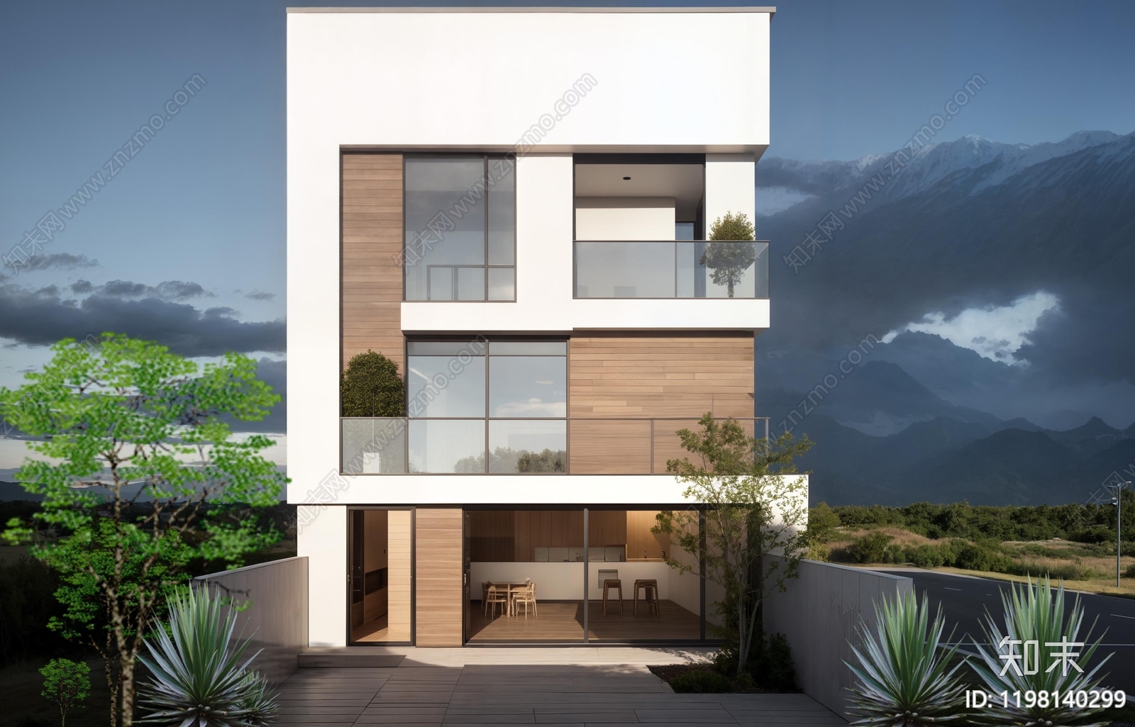 现代别墅建筑施工图下载【ID:1198140299】