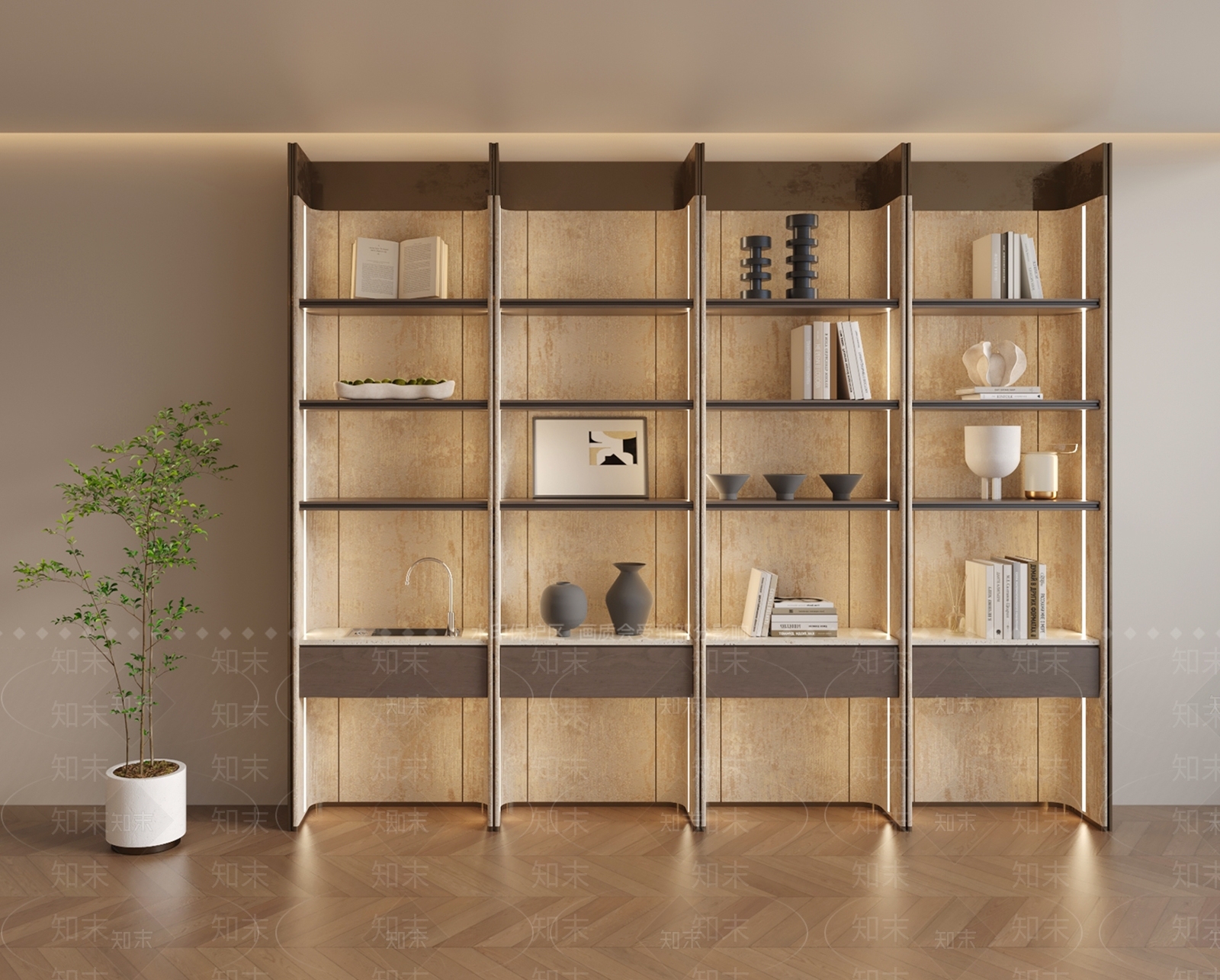 现代书柜SU模型下载【ID:1198143781】