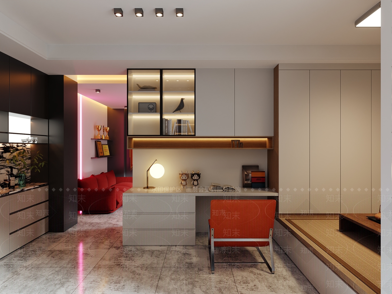 现代简约榻榻米卧室3D模型下载【ID:1198145205】