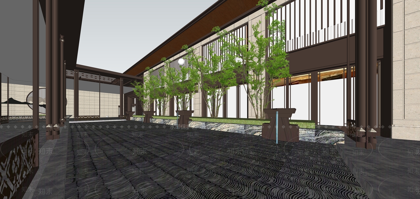 新中式小公建SU模型下载【ID:1198147301】