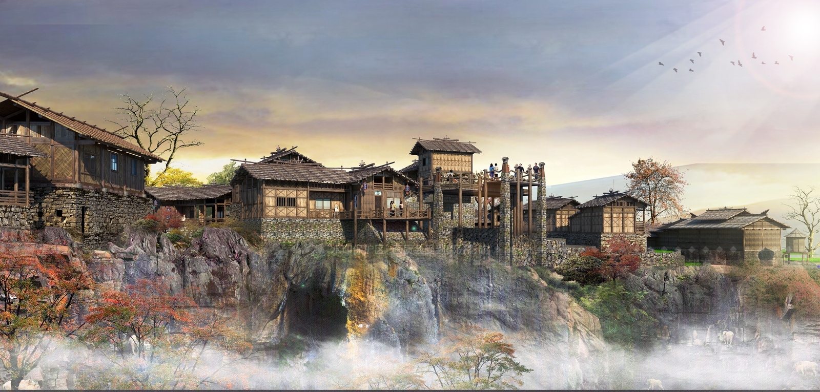 新中式中式鸟瞰规划SU模型下载【ID:1198153295】