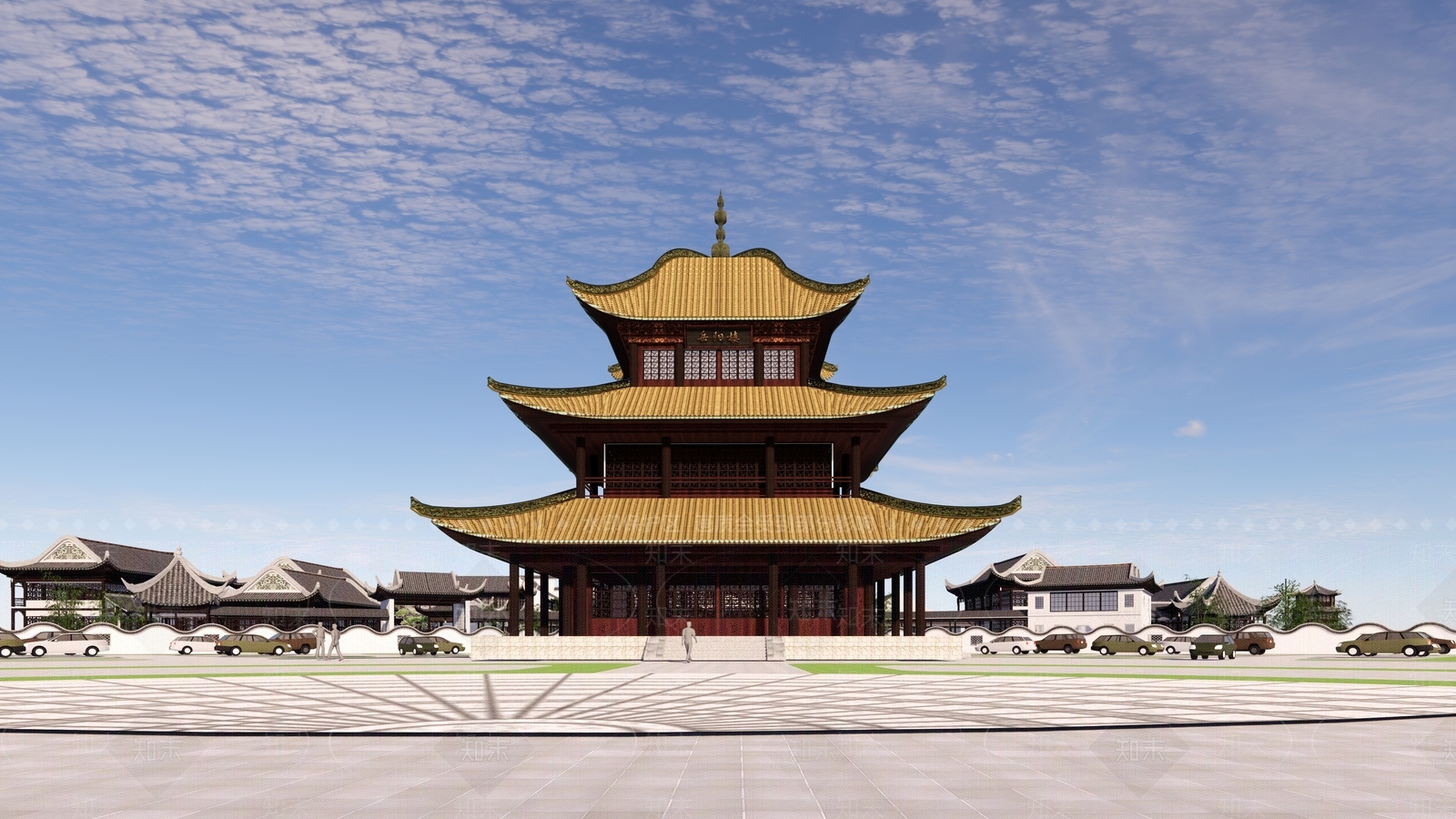 新中式中式古建筑SU模型下载【ID:1198157744】