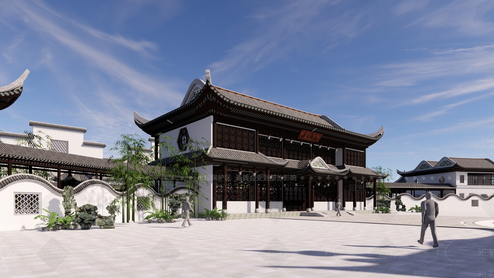 新中式中式古建筑SU模型下载【ID:1198157744】