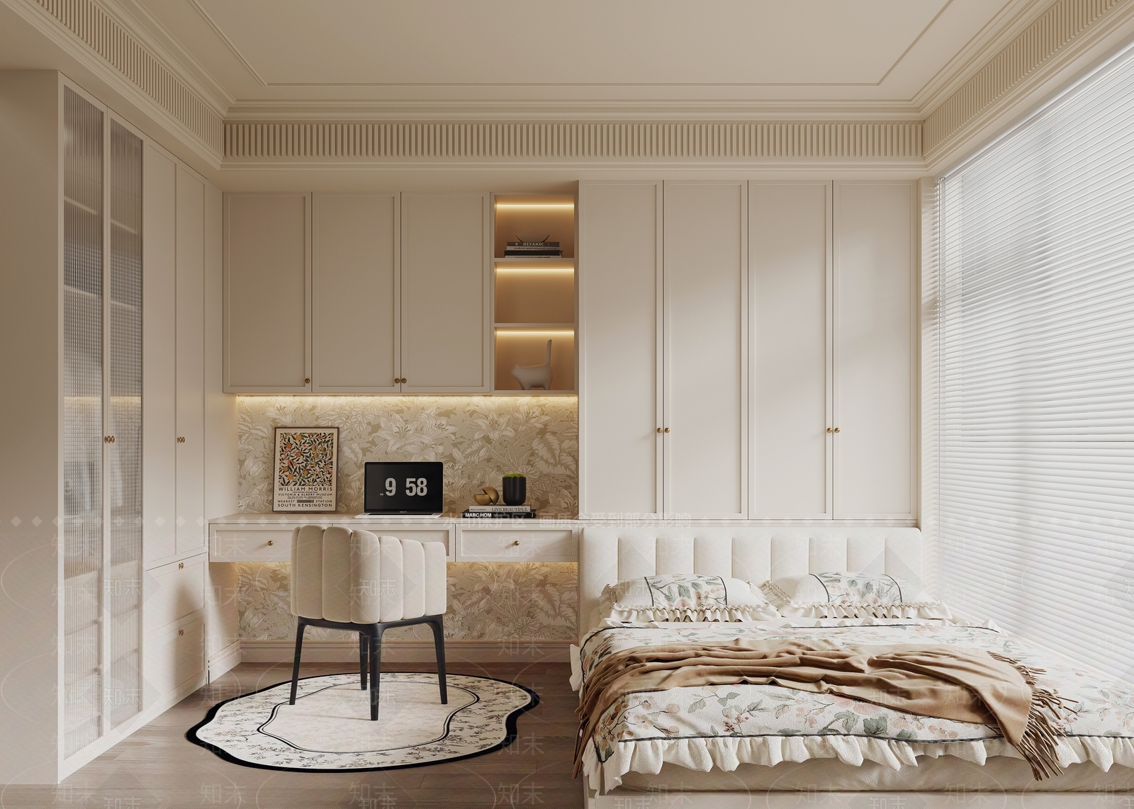 法式榻榻米卧室3D模型下载【ID:1198155754】