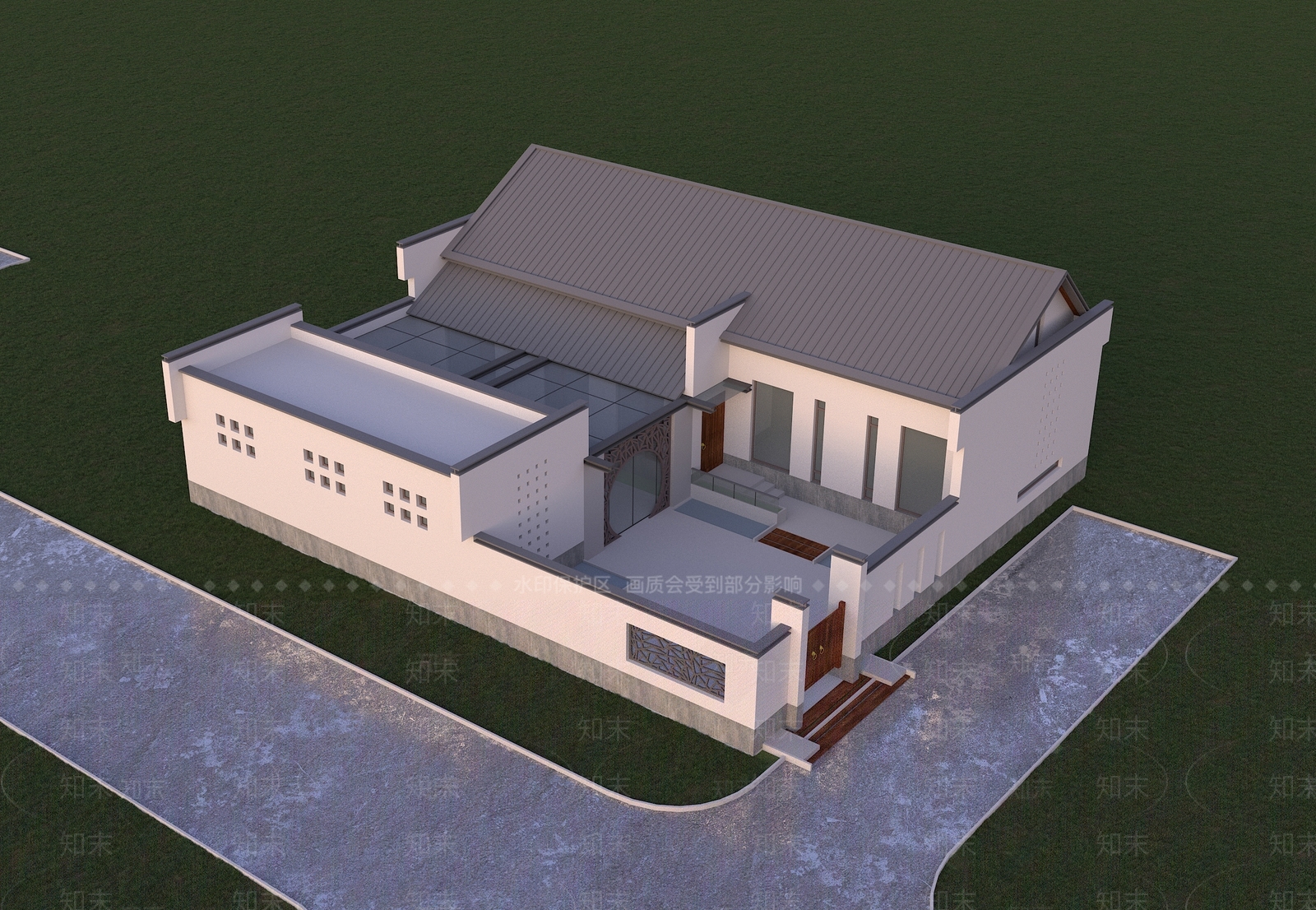 新中式别墅外观3D模型下载【ID:1198155712】