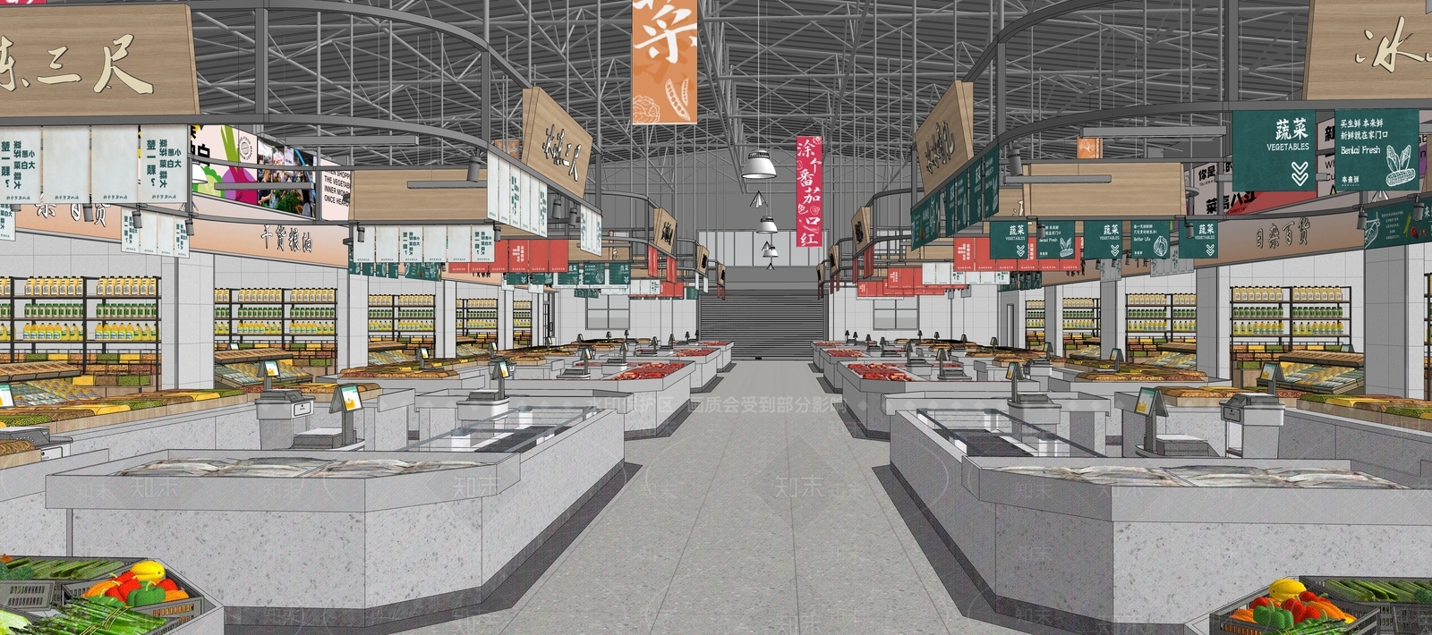 现代菜市场SU模型下载【ID:1198157620】