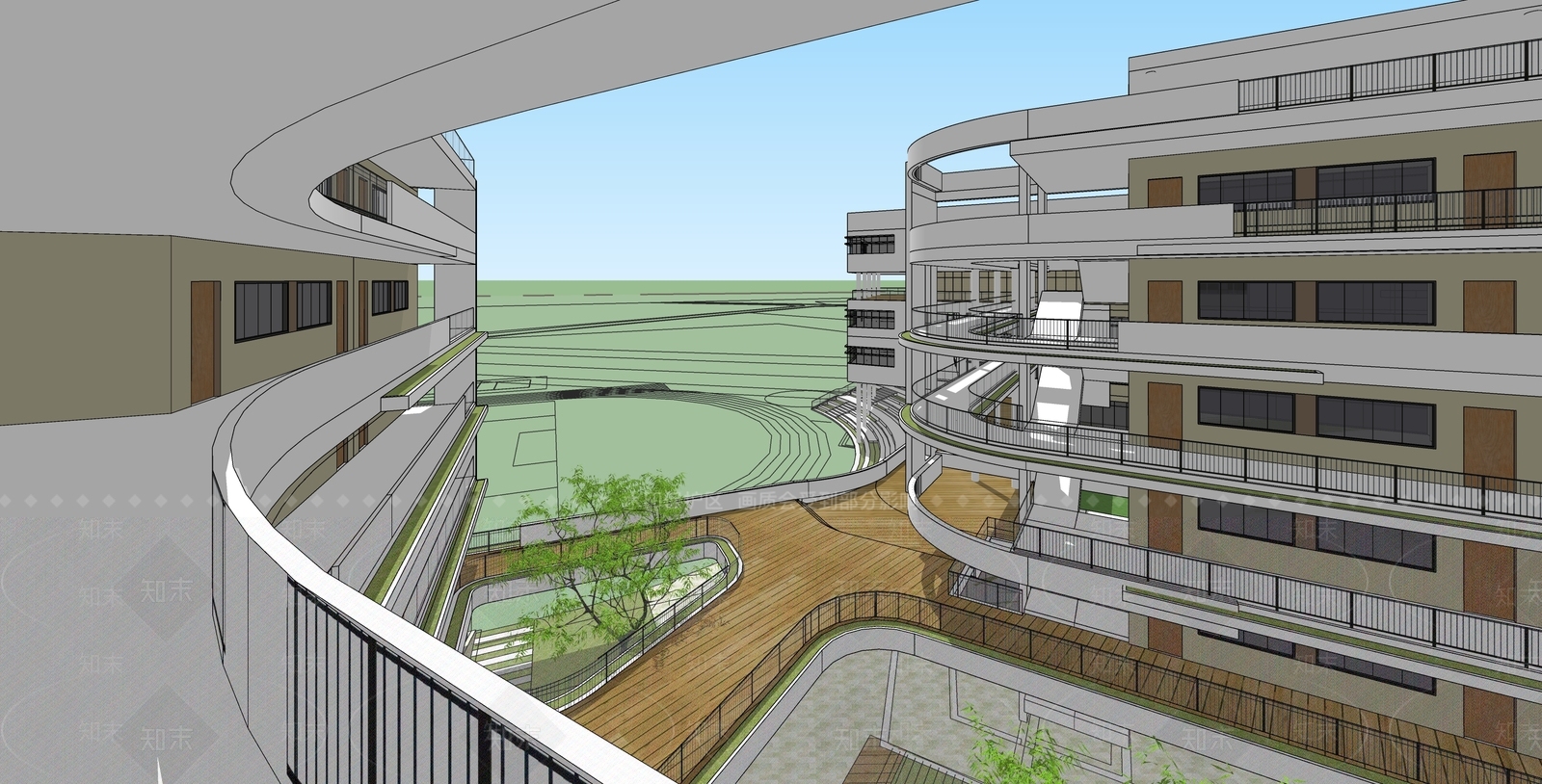 现代学校建筑SU模型下载【ID:1198158700】