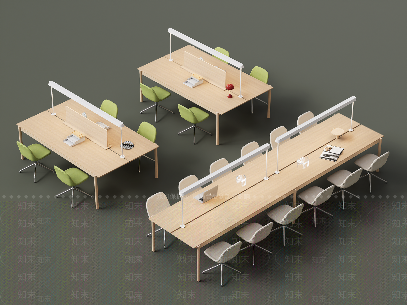 现代简约书桌椅SU模型下载【ID:1198161441】