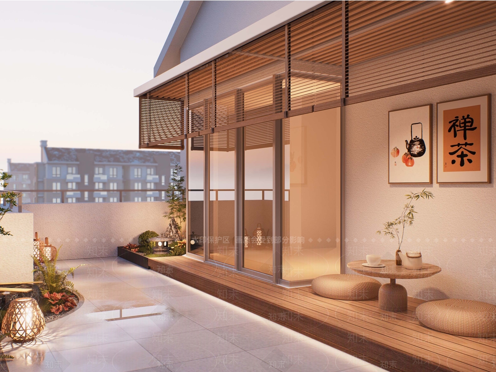 日式屋顶花园SU模型下载【ID:1198162914】