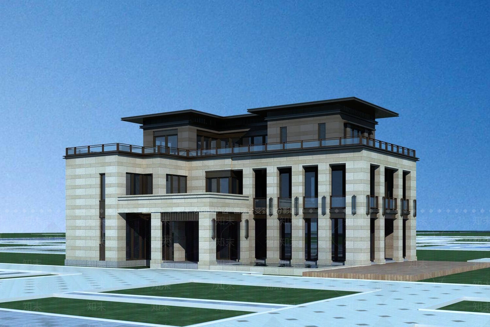 简欧别墅外观3D模型下载【ID:1198164280】