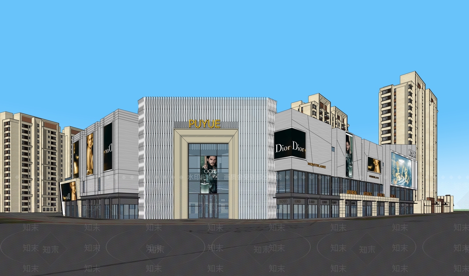 现代高层住宅SU模型下载【ID:1198167319】