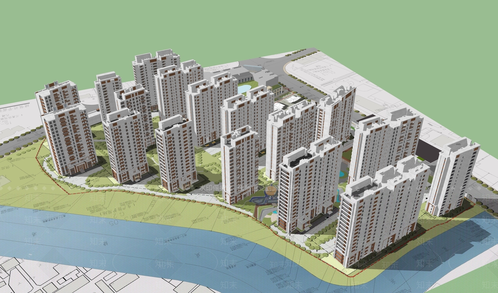 现代高层住宅SU模型下载【ID:1198167319】